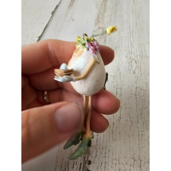 Dept 56 Patricia Brewster egg mini ornament as is lady Easter decor chick - Picture 3 of 9